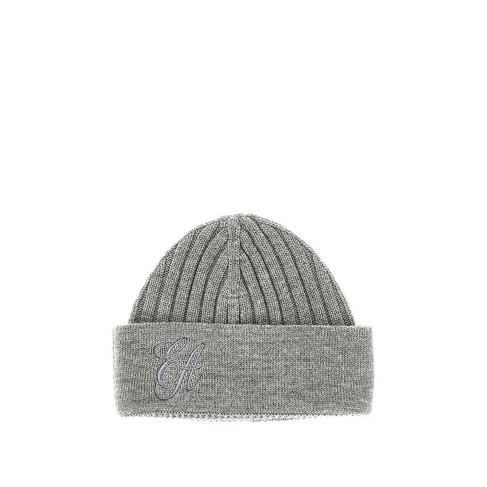 EMPORIO ARMANI S wool beanie hat with logo embroidery