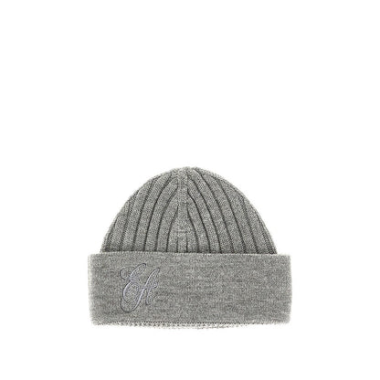 EMPORIO ARMANI S wool beanie hat with logo embroidery