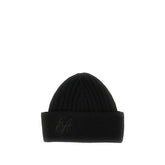 EMPORIO ARMANI M wool beanie hat with logo embroidery