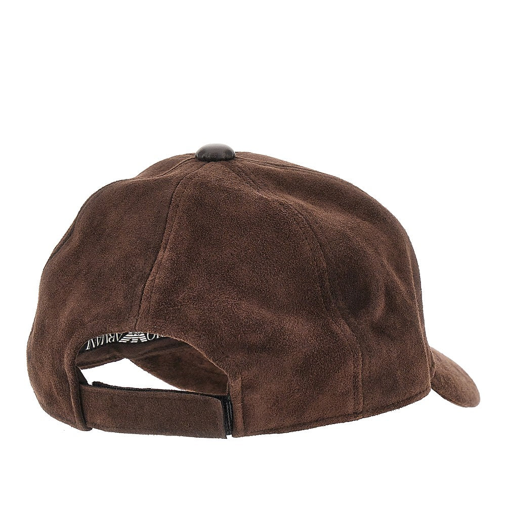 suede leather baseball cap with ea logo