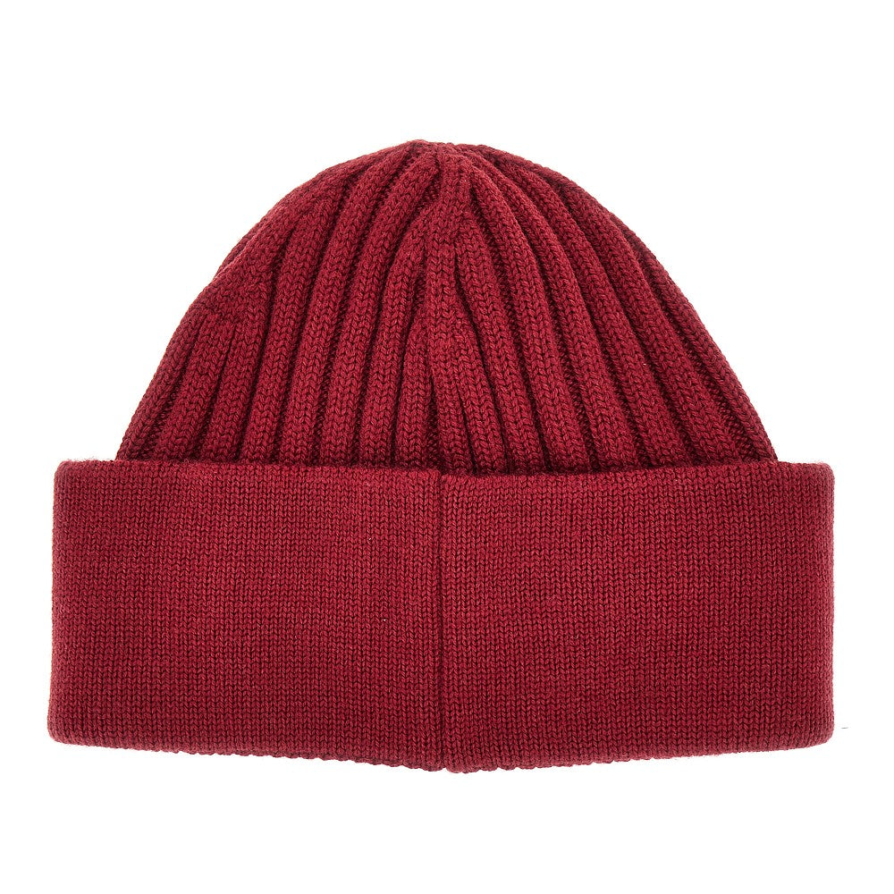 knitted beanie hat with logo embroidery