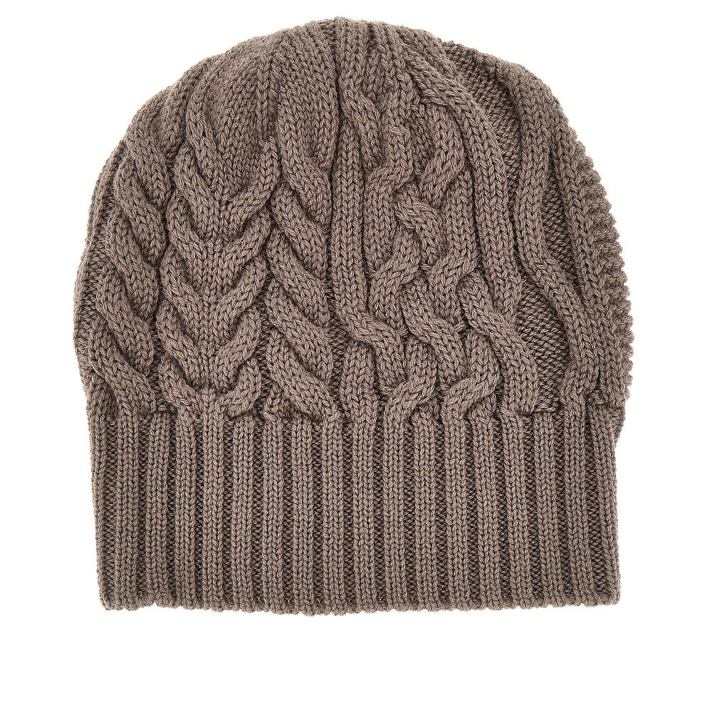 knitted beanie hat with logo label