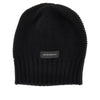 knitted beanie hat with logo label