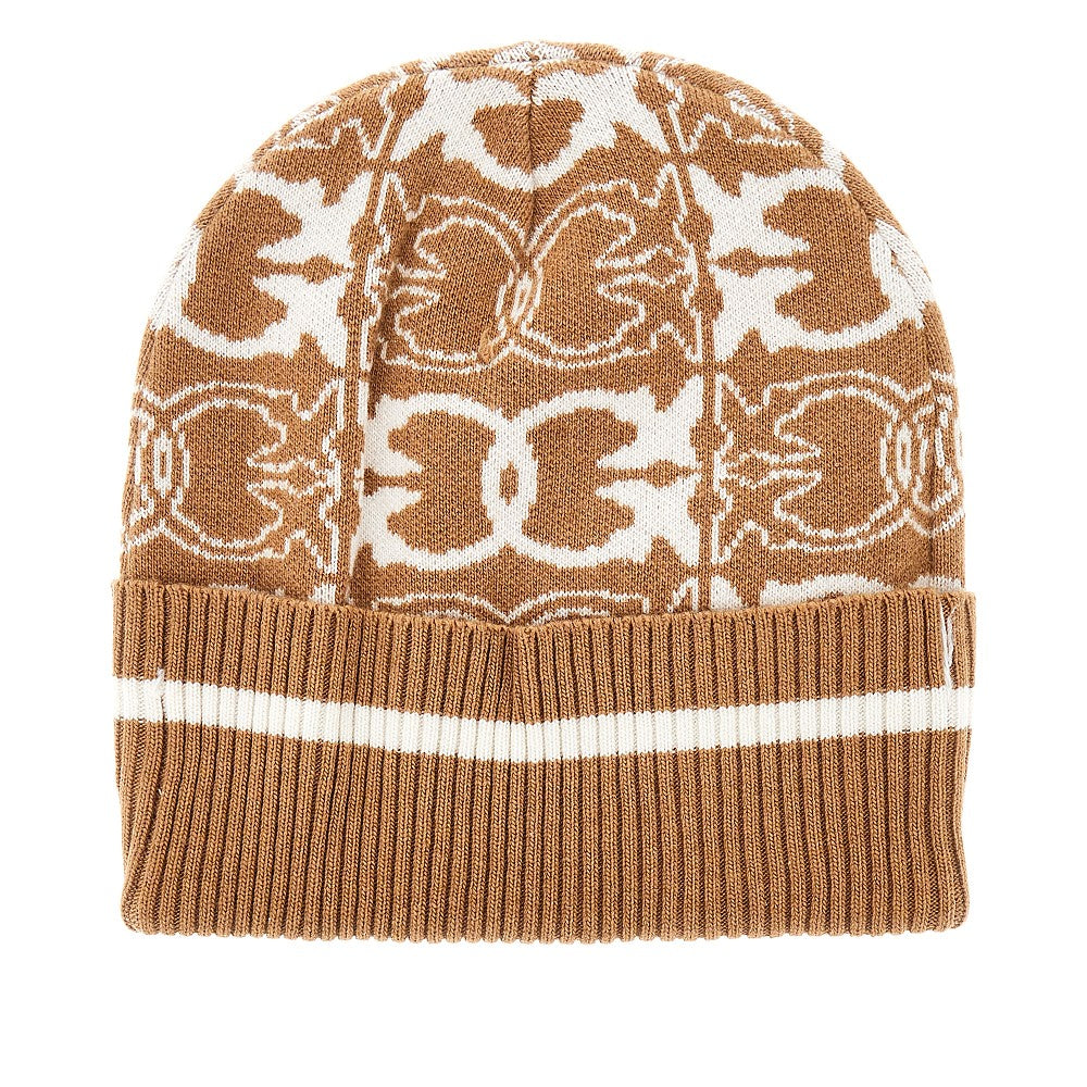 PINKO OS knitted beanie hat with jacquard logo