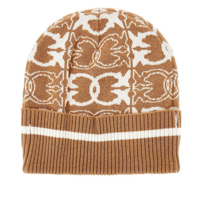 PINKO OS knitted beanie hat with jacquard logo