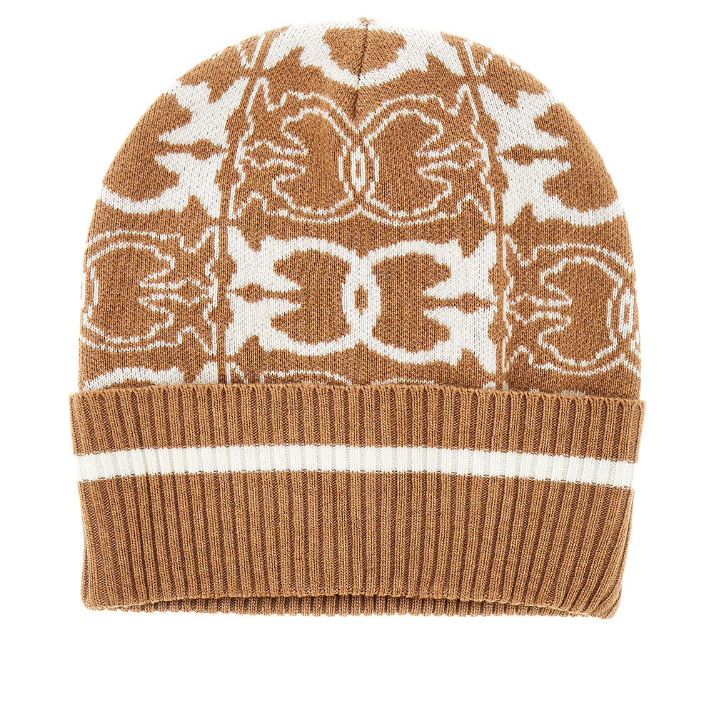 PINKO OS knitted beanie hat with jacquard logo