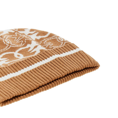 PINKO OS knitted beanie hat with jacquard logo