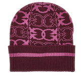 PINKO OS knitted beanie hat with jacquard logo