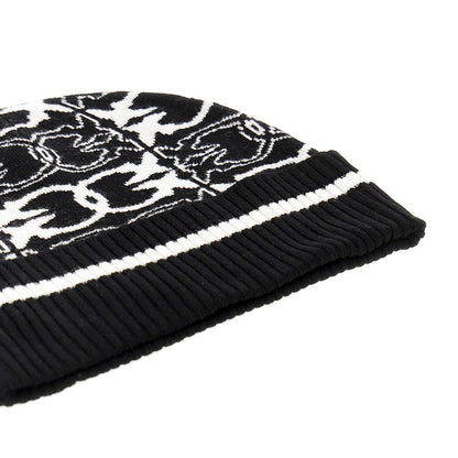 PINKO OS knitted beanie hat with jacquard logo
