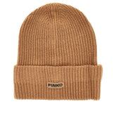PINKO OS knitted beanie hat with logo