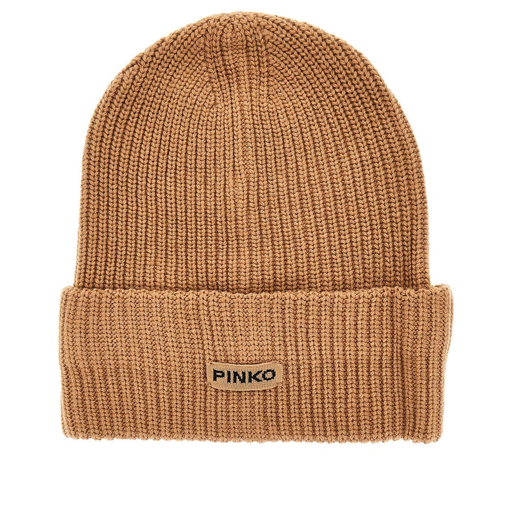 PINKO OS knitted beanie hat with logo