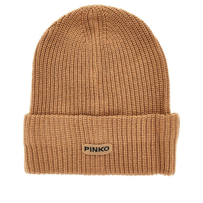 PINKO OS knitted beanie hat with logo