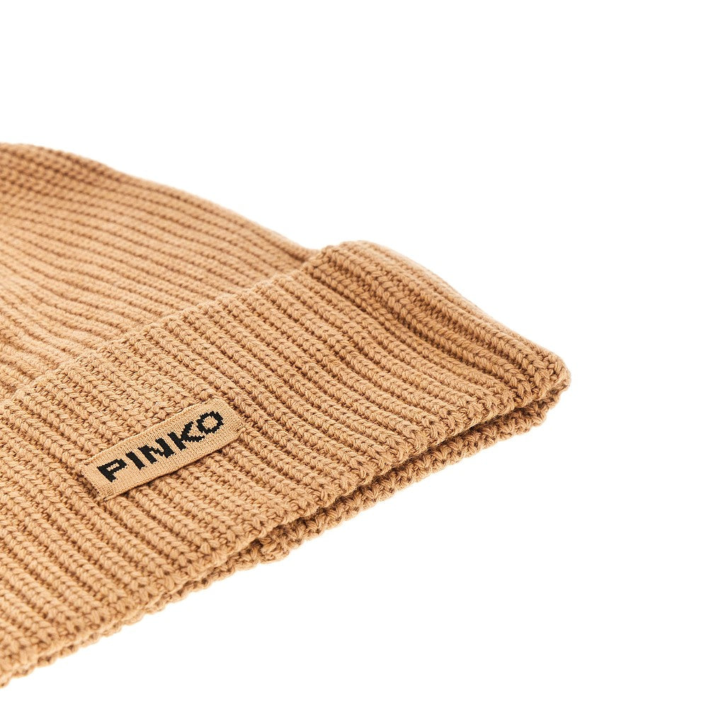 PINKO OS knitted beanie hat with logo