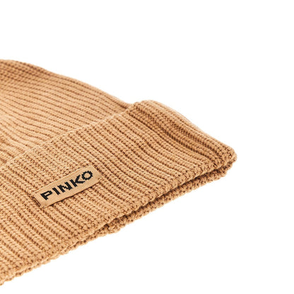 PINKO OS knitted beanie hat with logo