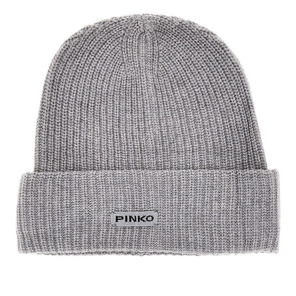 PINKO OS knitted beanie hat with logo