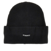 PINKO OS knitted beanie hat with logo