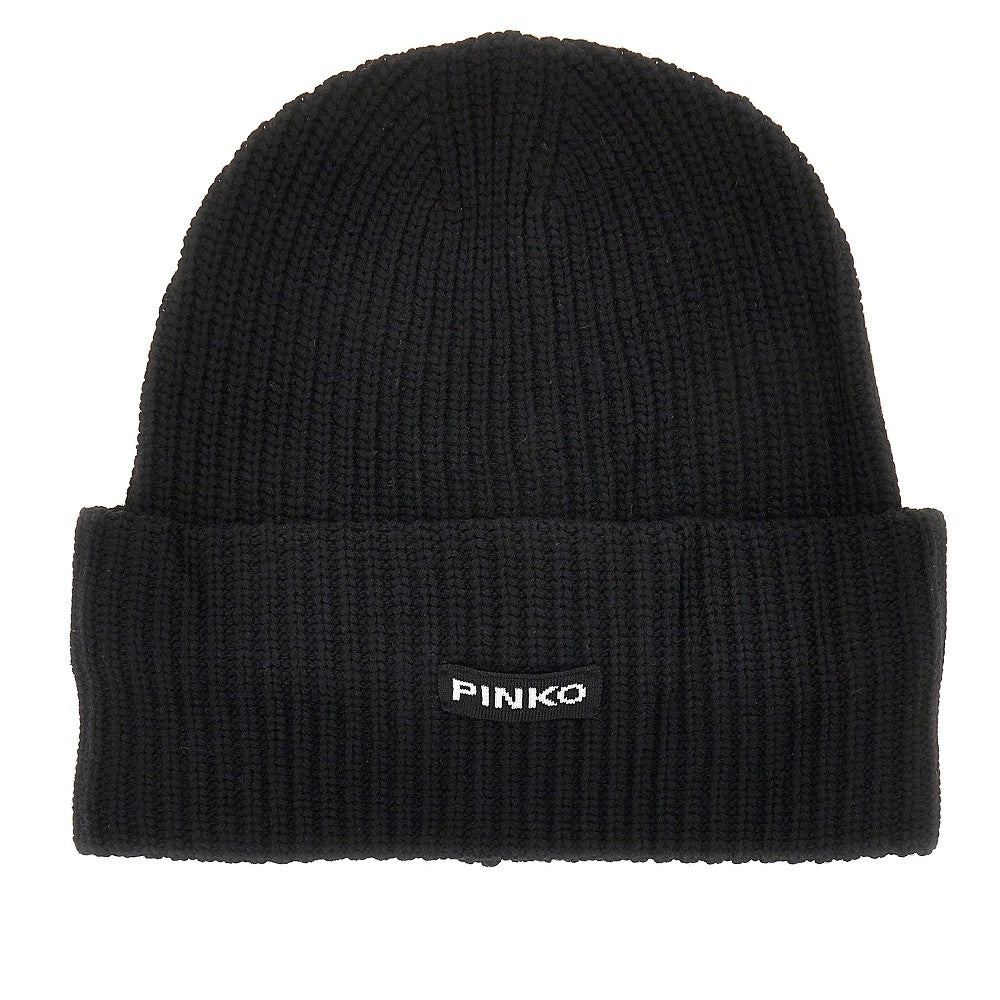 PINKO OS knitted beanie hat with logo