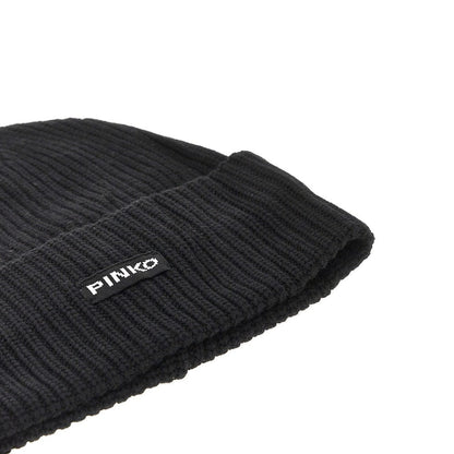 PINKO OS knitted beanie hat with logo