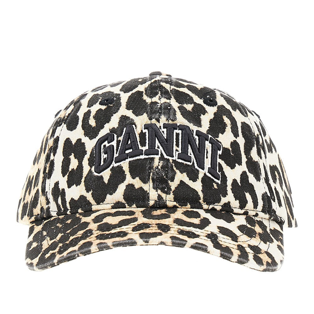 GANNI OS leopard-print organic cotton baseball hat