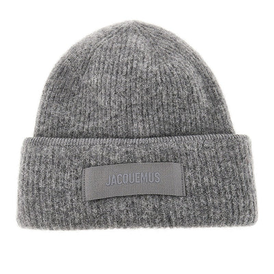 knitted beanie hat with gros-grain logo