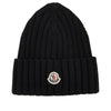 wool beanie hat with logo patch