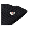 wool beanie hat with logo patch