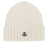 wool beanie hat with logo patch
