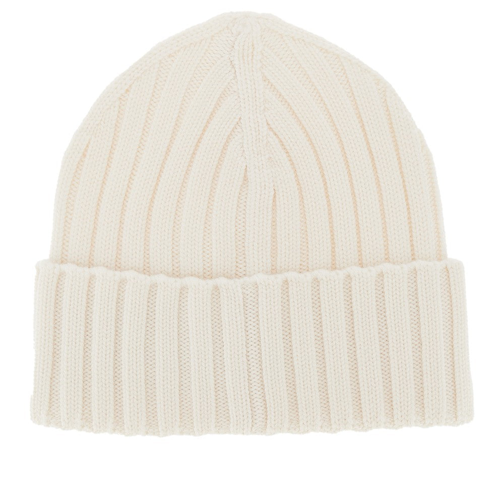 MONCLER OS wool beanie hat with logo patch