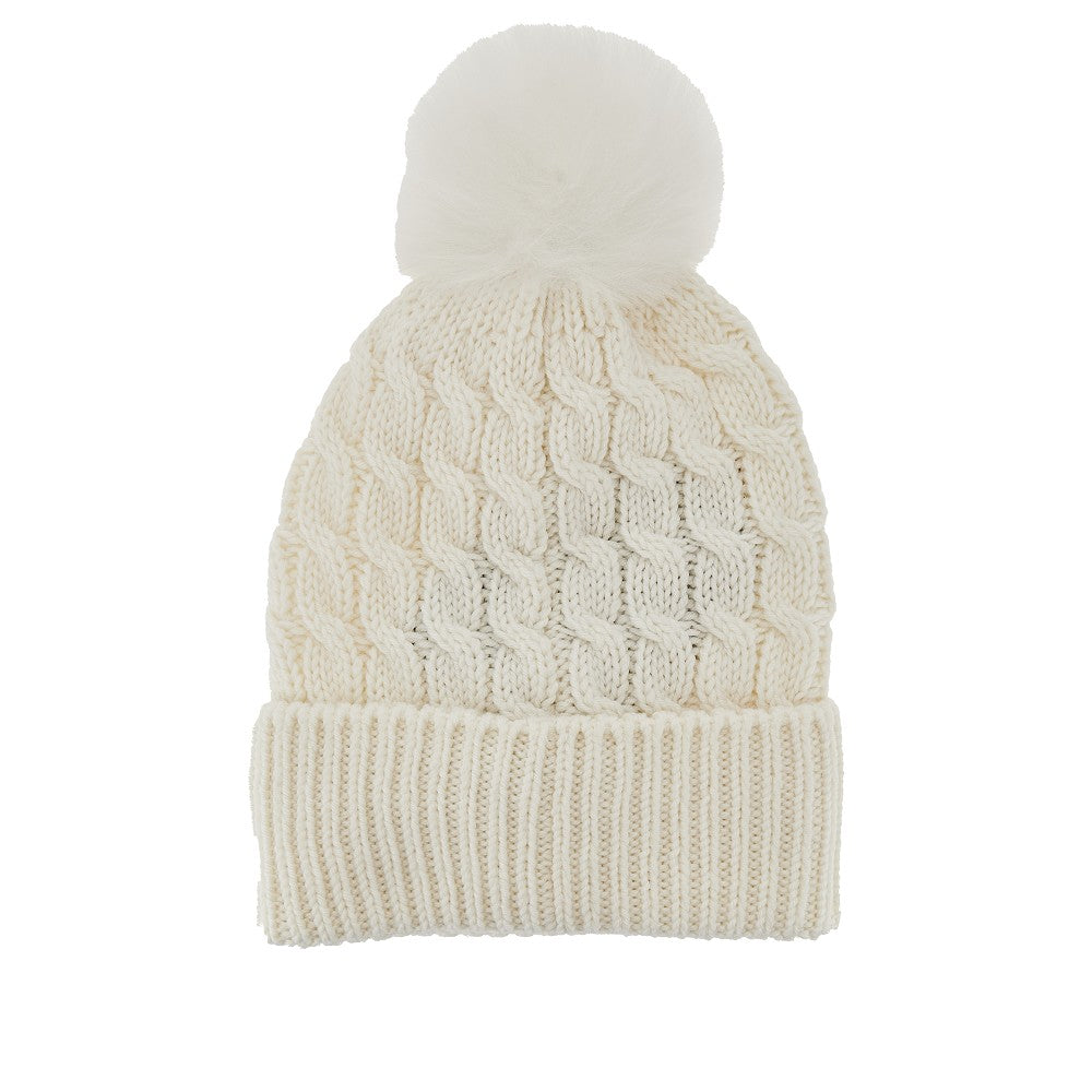 MONCLER GRENOBLE OS wool beanie hat with fur pompom