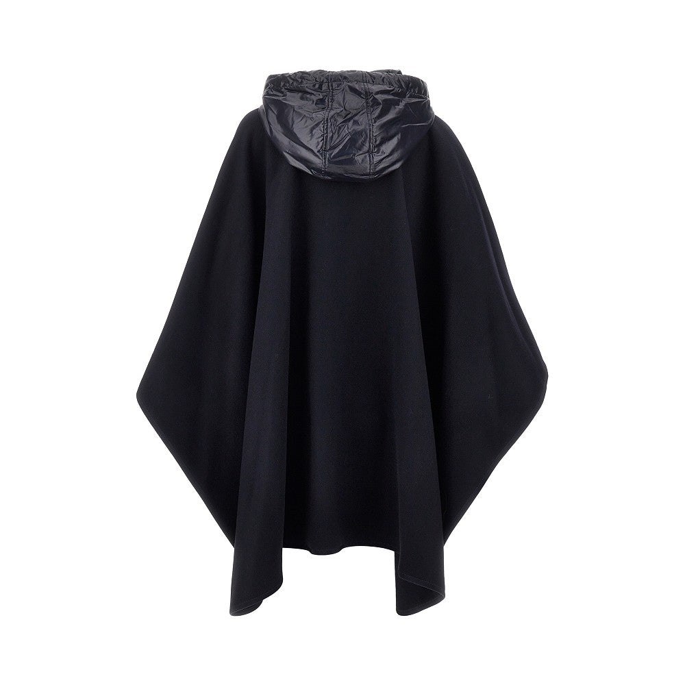 MONCLER OS wool cloth cape with nylon hood