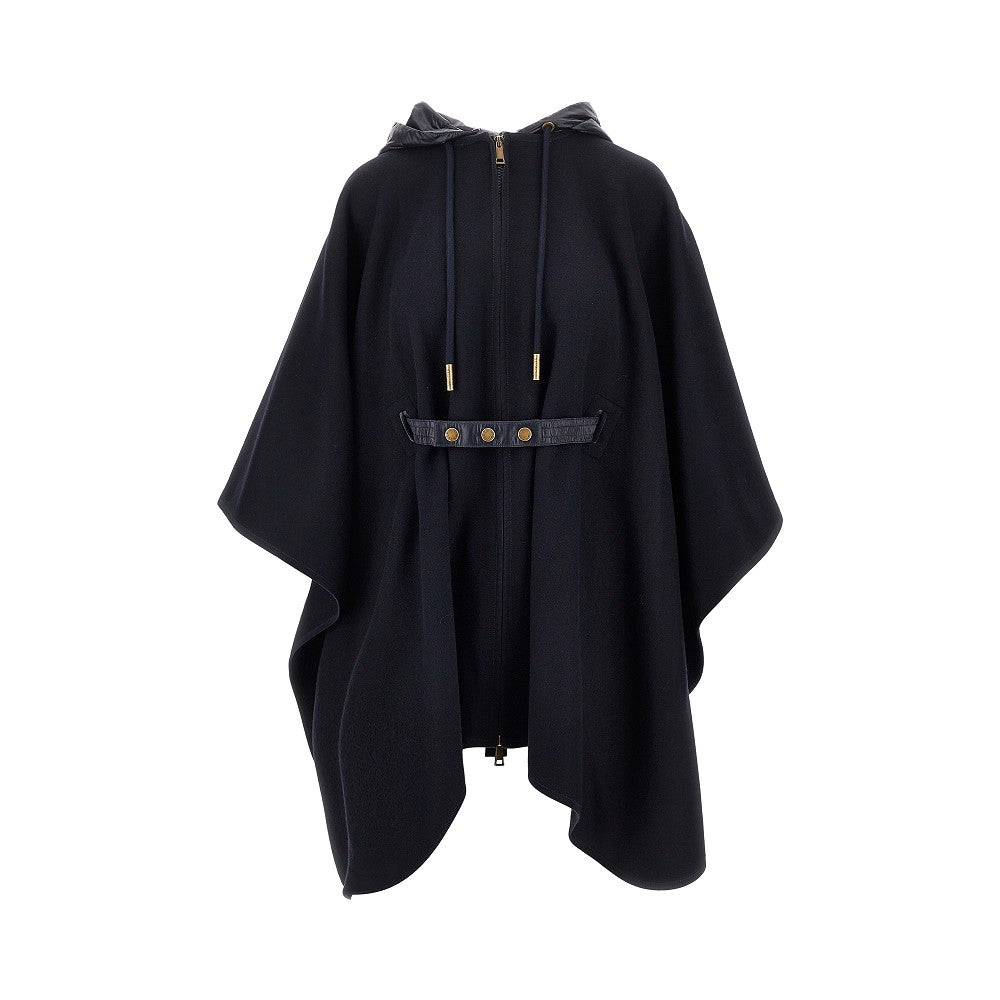 wool cloth cape with nylon hood
