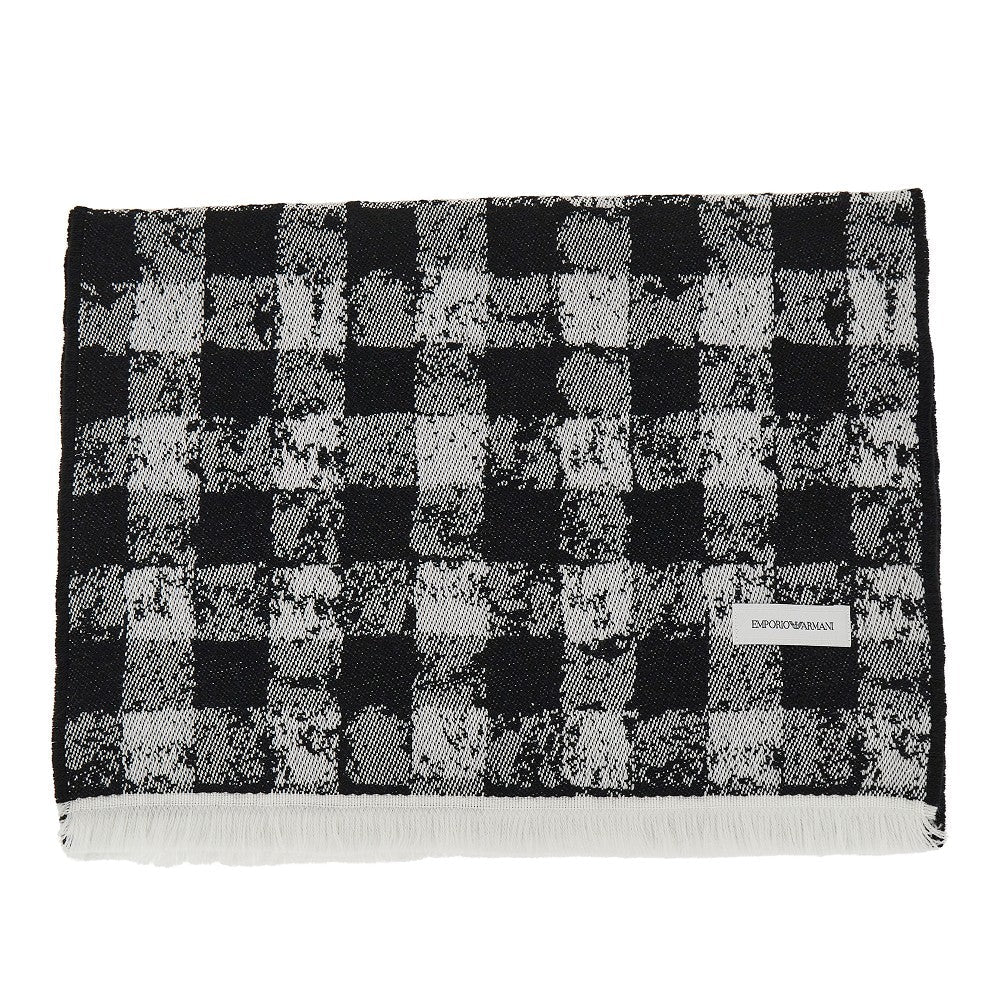 knitted scarf with check motif
