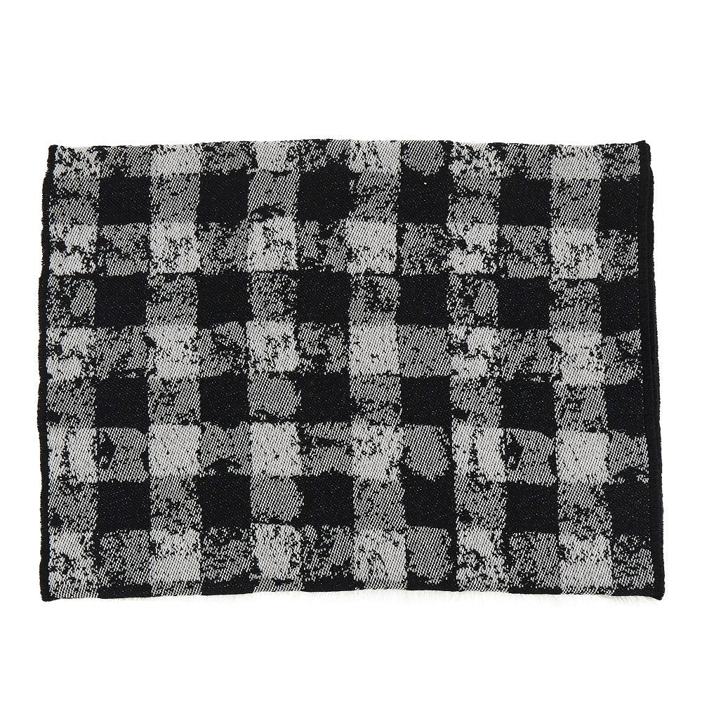 knitted scarf with check motif