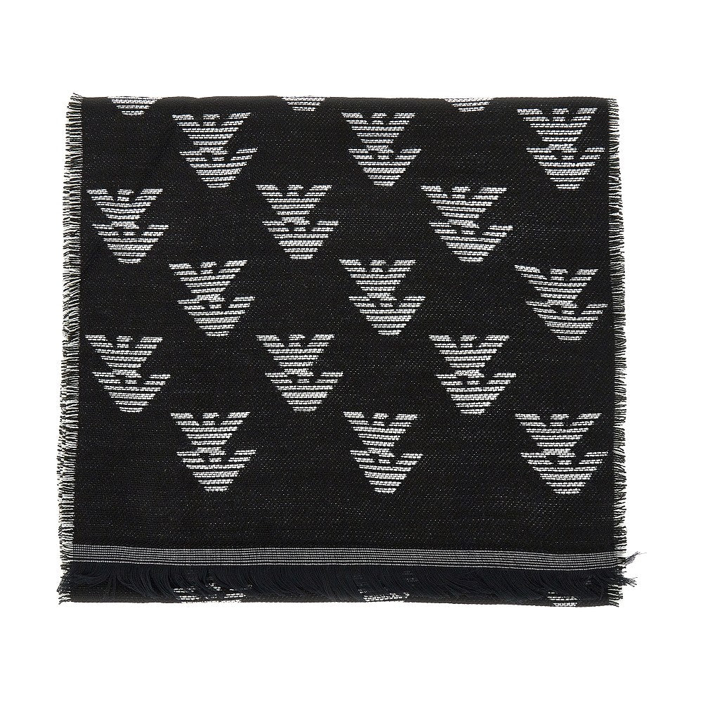 knitted scarf with eagle motif