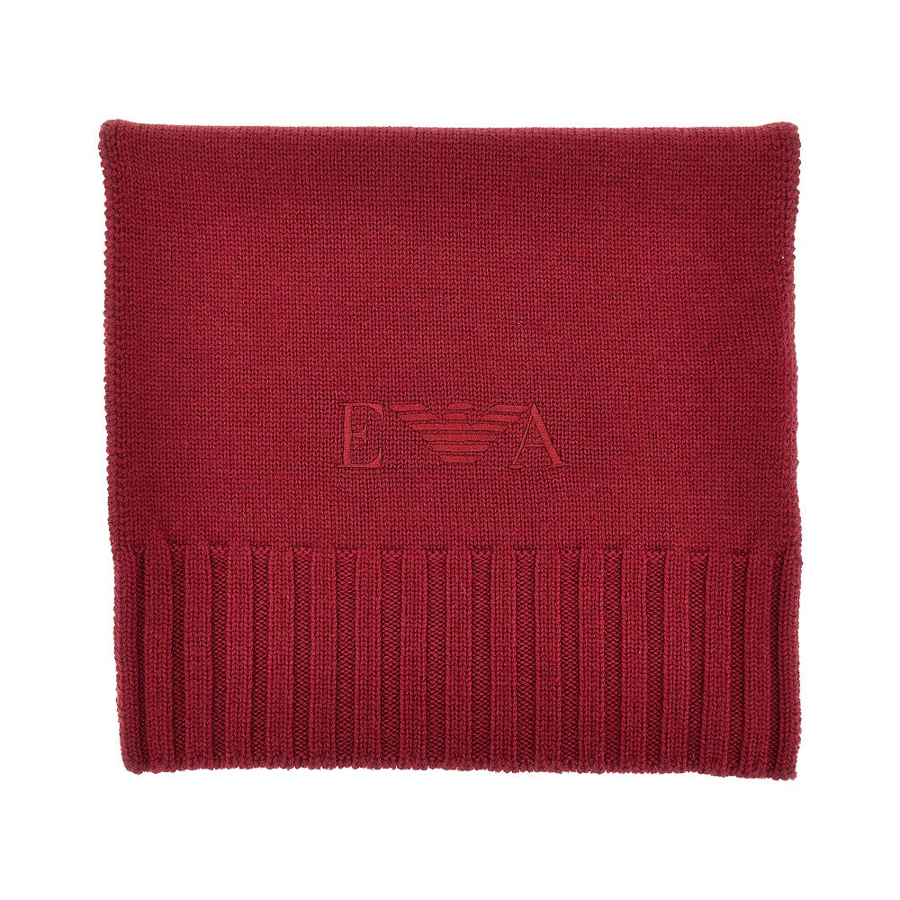 wool scarf with logo embroidery
