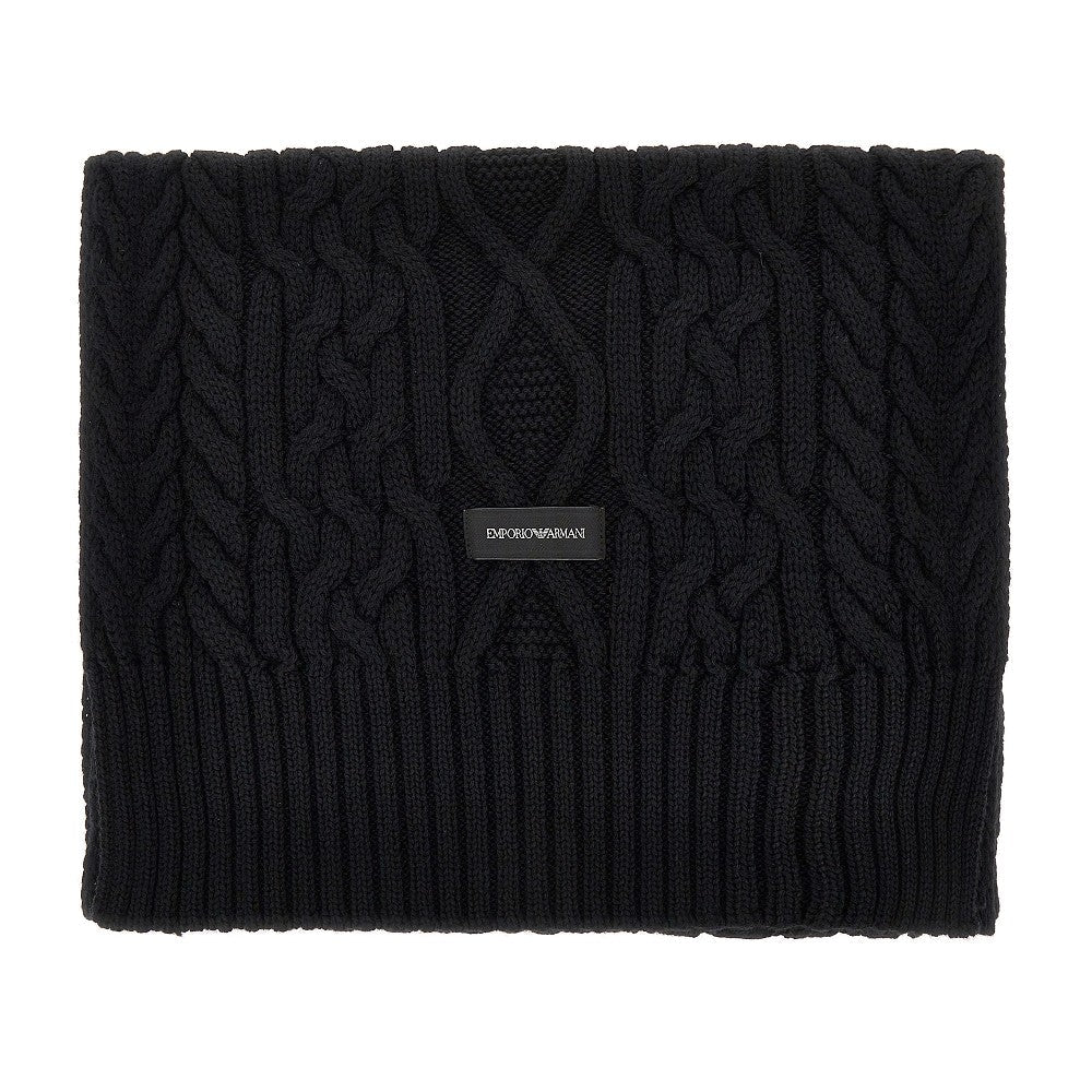 EMPORIO ARMANI OS wool-blend scarf with logo label