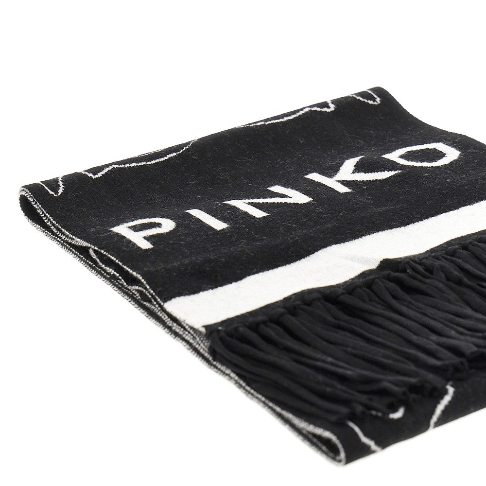 PINKO OS knitted scarf with jacquard logo