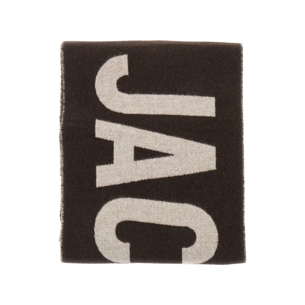 jacquard logo wool scarf