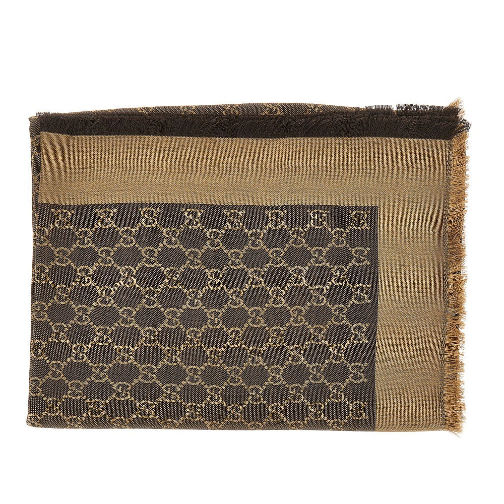 GUCCI OS silk and wool scarf with gg motif