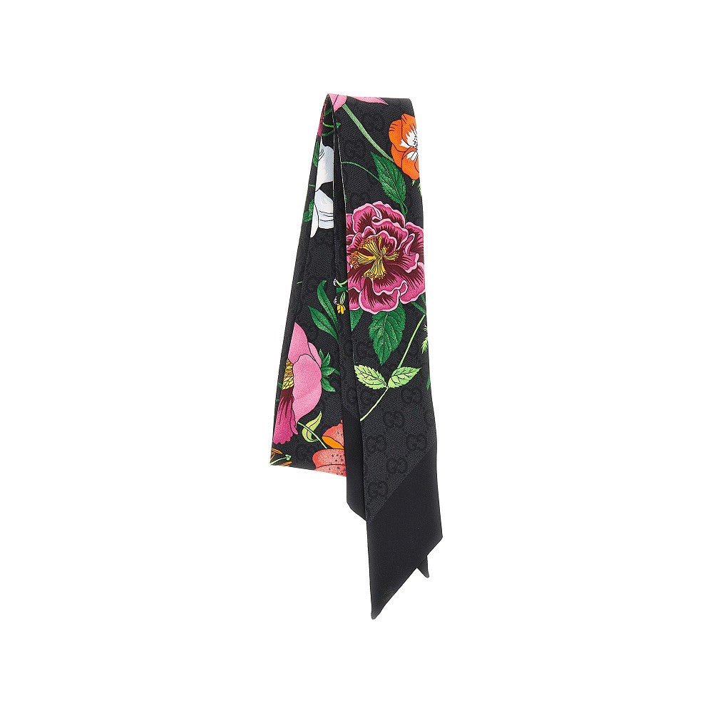 silk scarf with flora motif