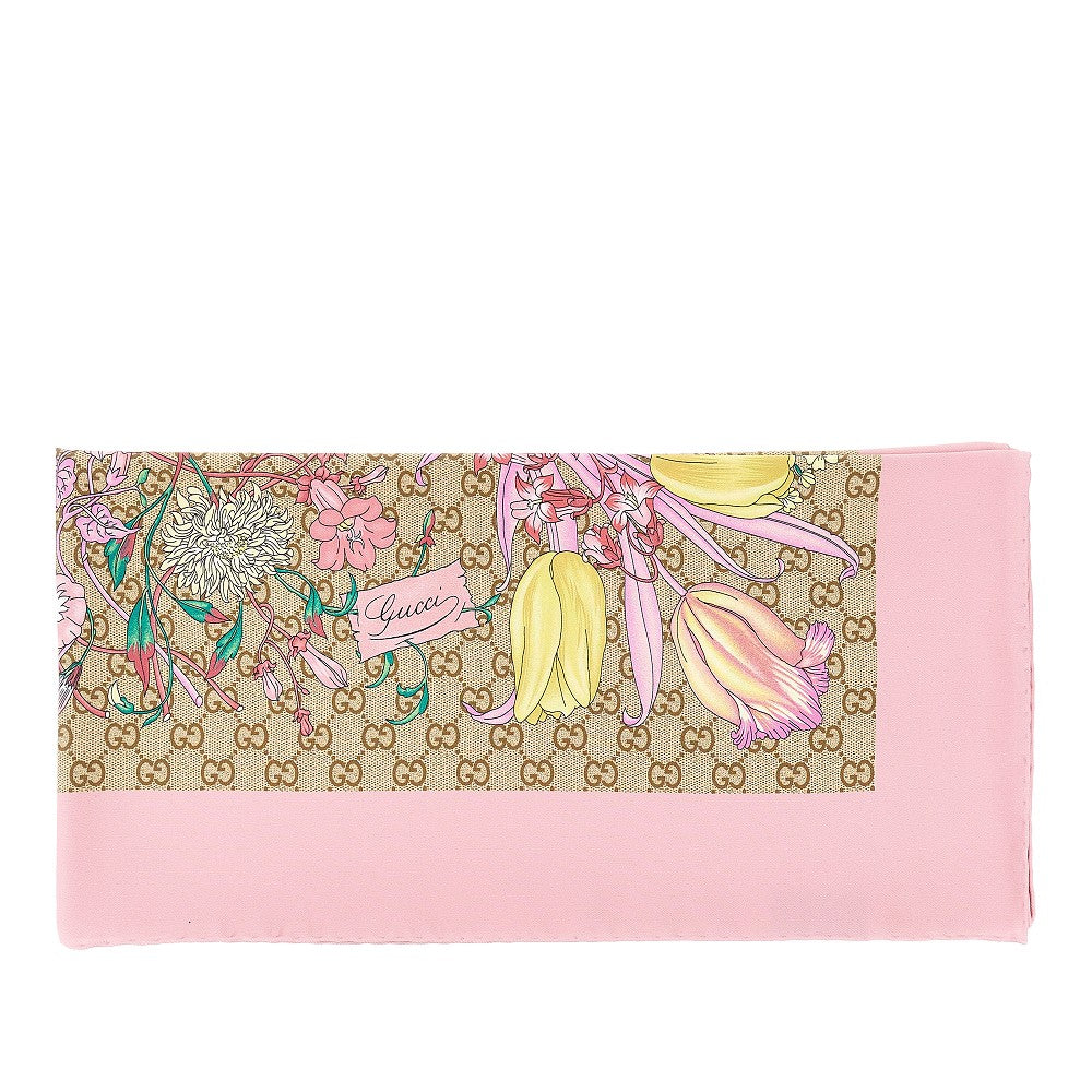 silk twill scarf with flora print