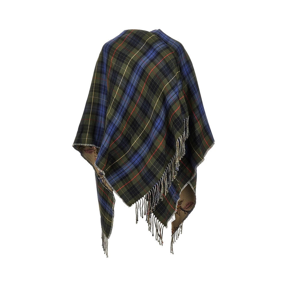 knitted cape with check motif