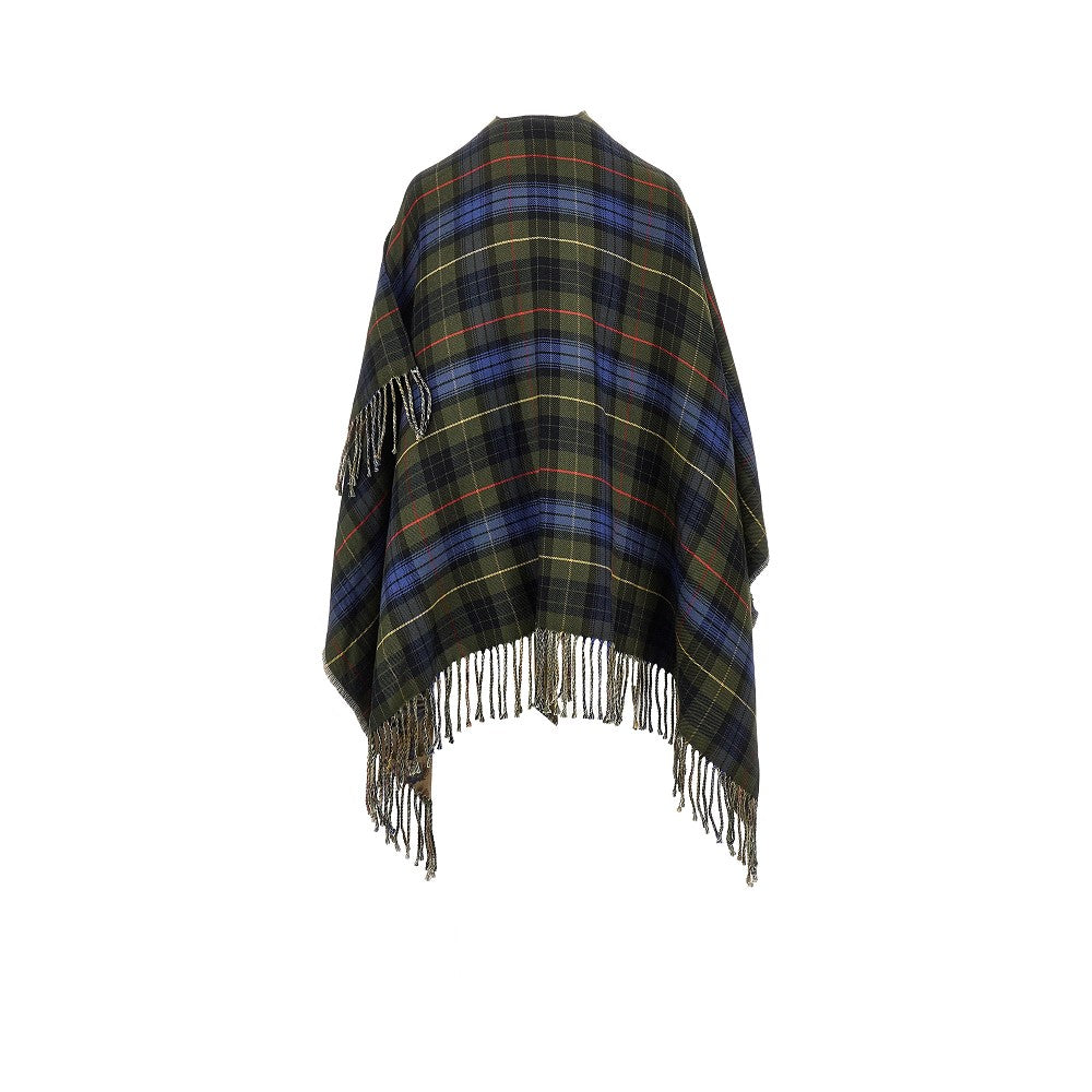 knitted cape with check motif