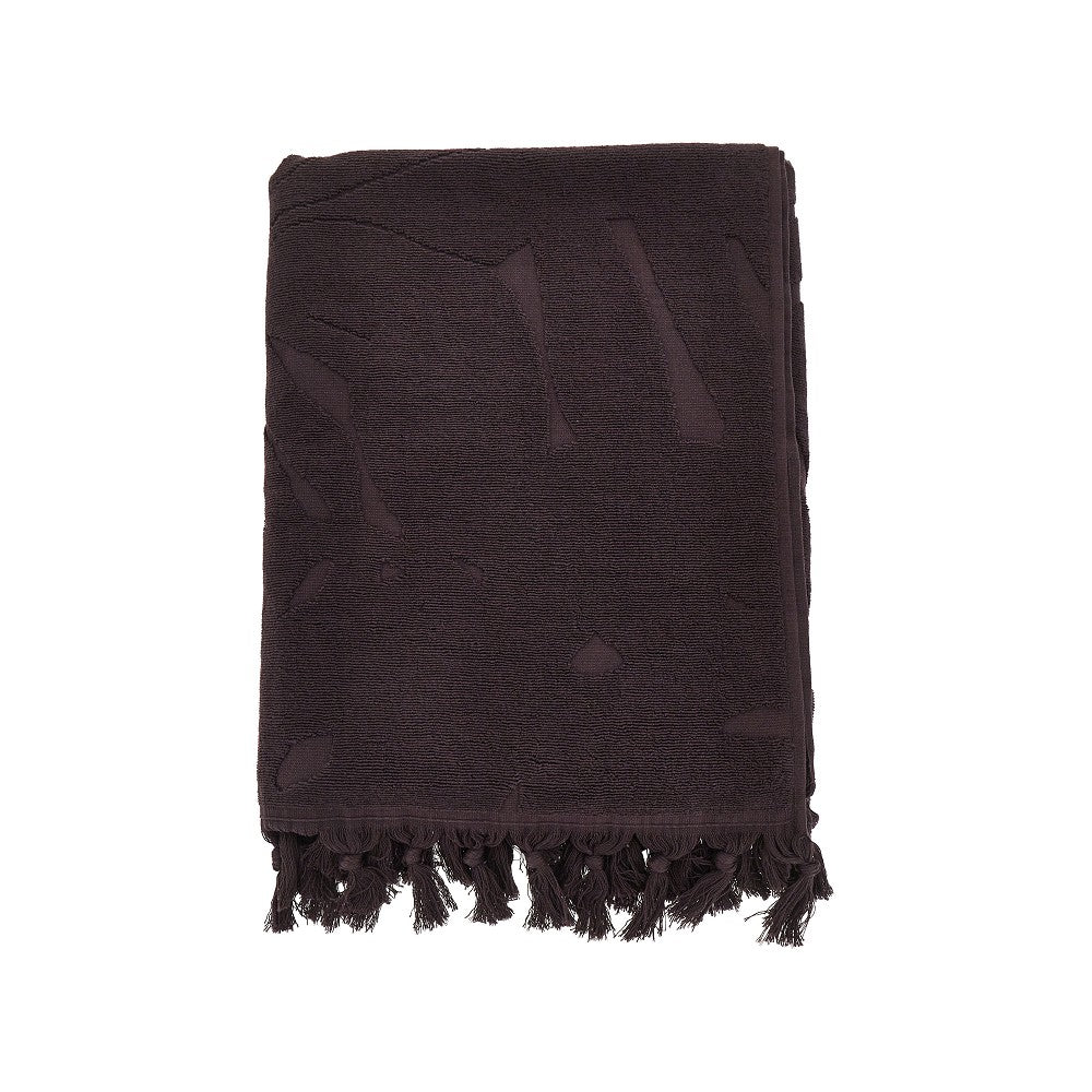 jacquard foliage motif beach towel