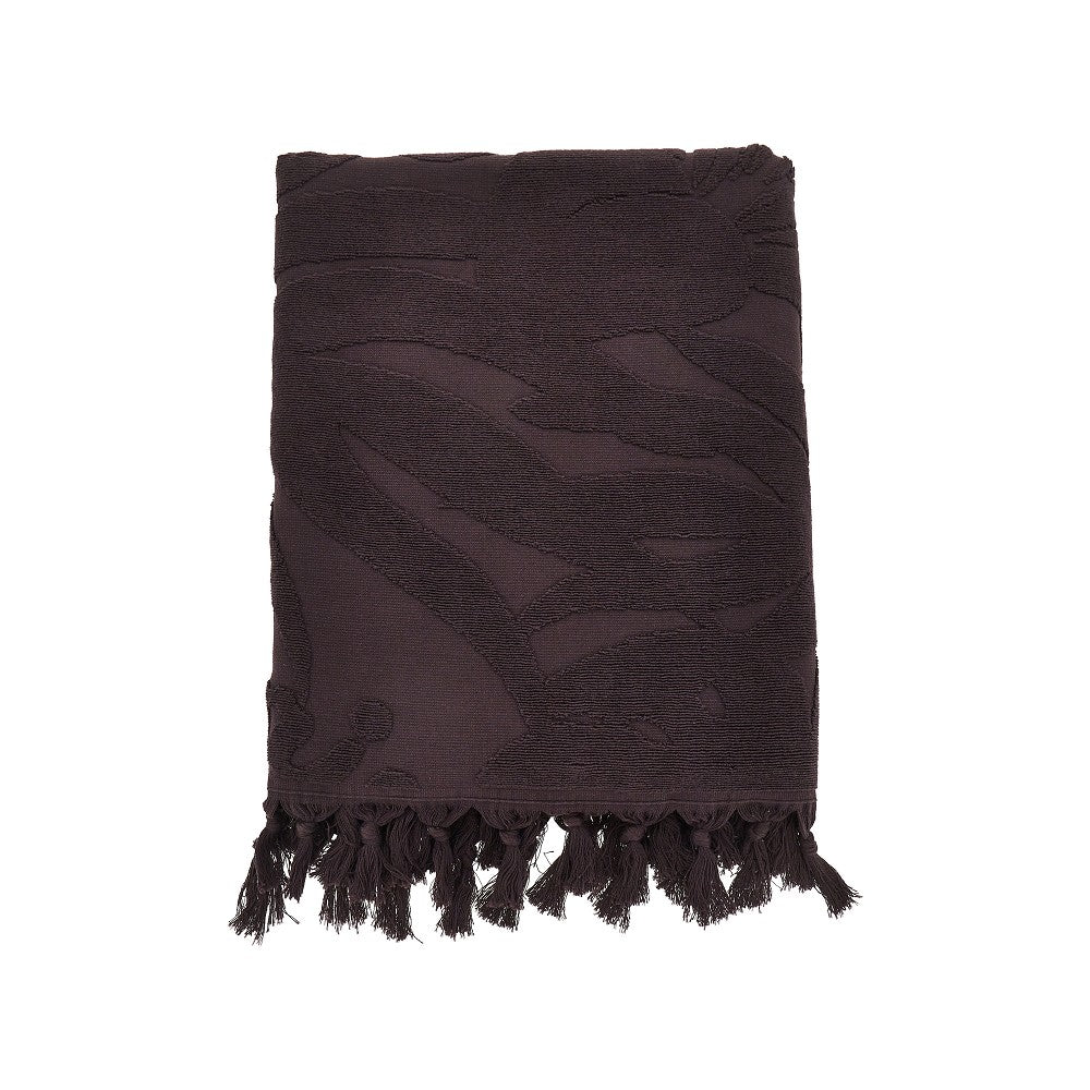 jacquard foliage motif beach towel