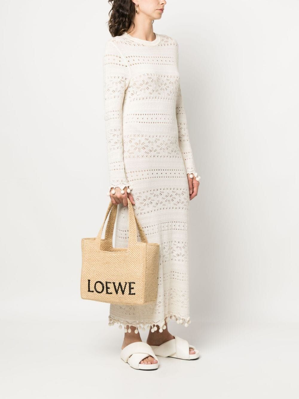 medium loewe font raffia tote