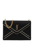 SAINT LAURENT Gaby Small Black Satin And Leather Shoulder Bag