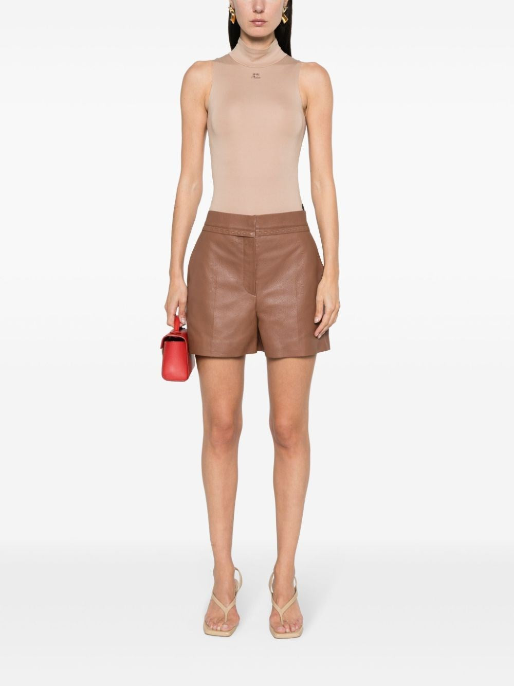 straight-cut leather shorts