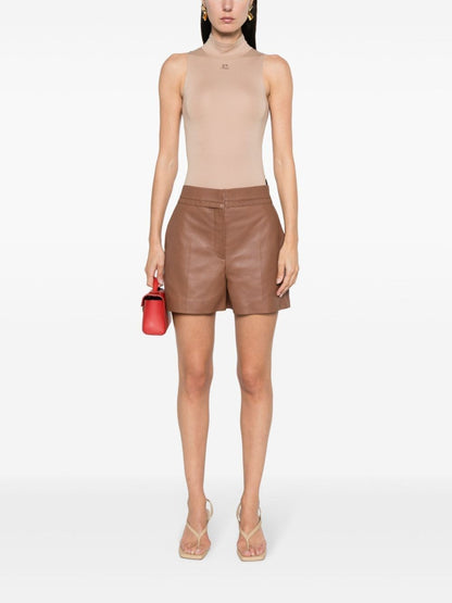 straight-cut leather shorts