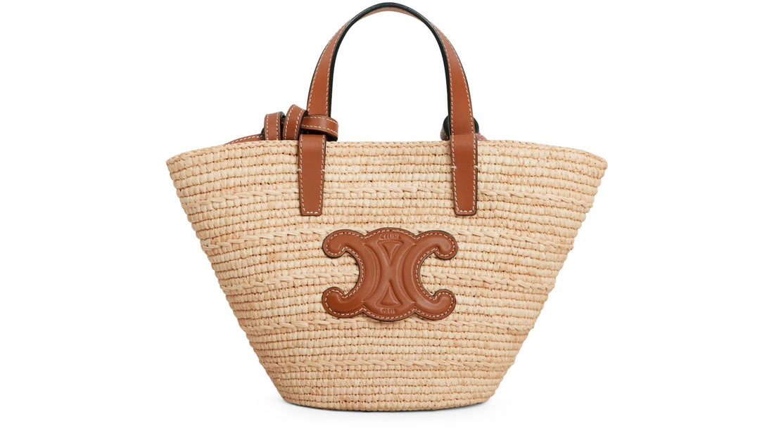 CELINE Nano Triomphe Panier Raffia Tote Bag